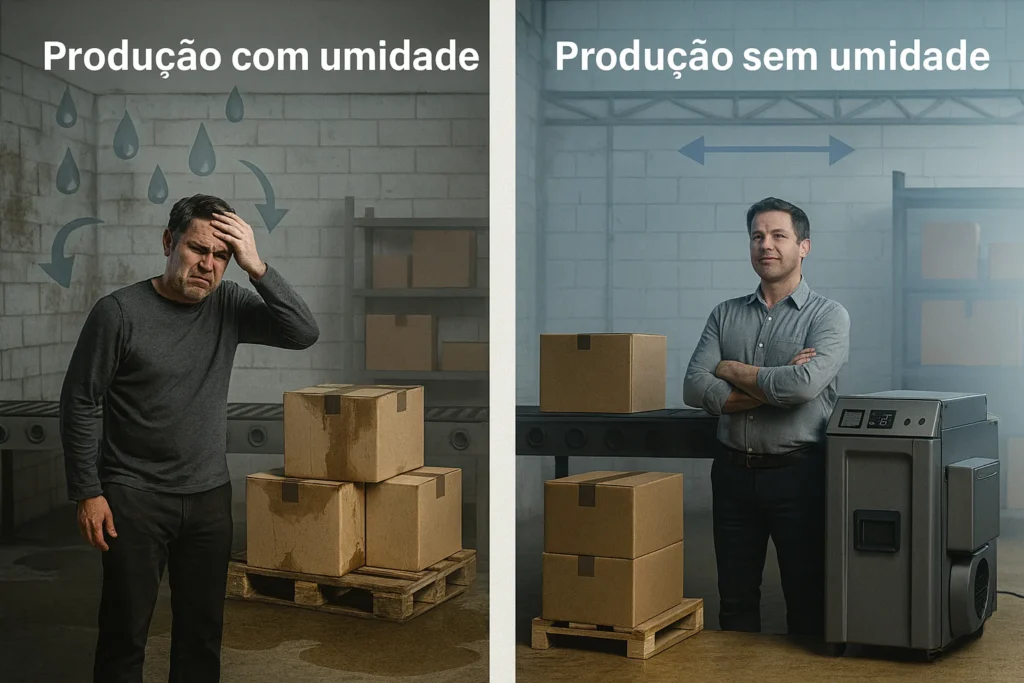 desumidificador industrial: comparativo de indústria com umidade e sem umidade na produção