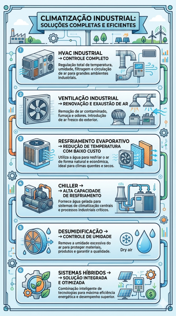 Tipos de equipamento de climatização industrial