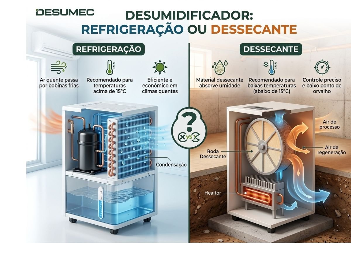 Desumidificador por Refrigeração ou Dessecante Compare
